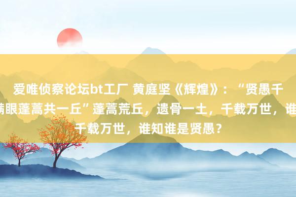 爱唯侦察论坛bt工厂 黄庭坚《辉煌》：“贤愚千载知谁是，满眼蓬蒿共一丘”蓬蒿荒丘，遗骨一土，千载万世，谁知谁是贤愚？